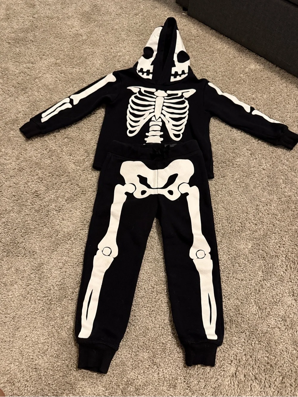 H&M Black and White Skeleton Hoodie & Jogger Set